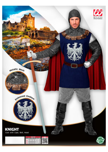 déguisement chevalier, costume de chevalier, déguisement médiéval homme, déguisement de chevalier, Déguisement de Chevalier Royal Médiéval, Bleu Nuit