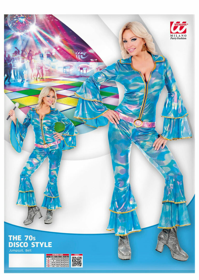 Déguisement Disco Femme Multicolore – Robe Courte Manches Évasées + Bandeau – Années 70 Soirée Rétro
