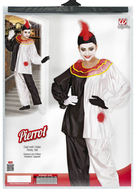 déguisement pierrot, déguisement arlequin, déguisement pierrot carnaval, Déguisement Pierrot Noir et Blanc