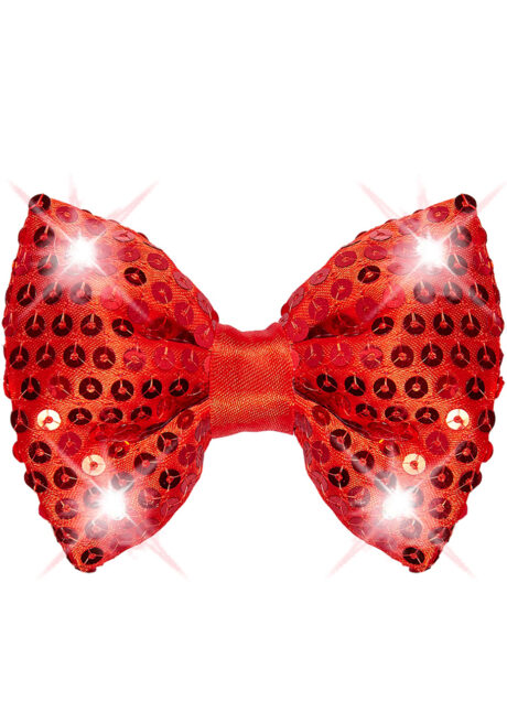 noeud papillon lumineux, noeud papillon rouge, noeud papillon clignotant, Noeud Papillon à LEDs clignotants, Paillettes Rouges