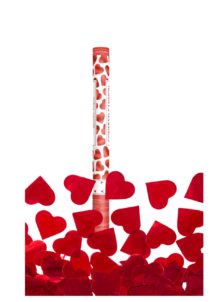 canon à confettis coeurs rouges, canon coeurs, décorations saint Valentin, Canon à Confettis, Coeurs Rouges Métal, 60 cm