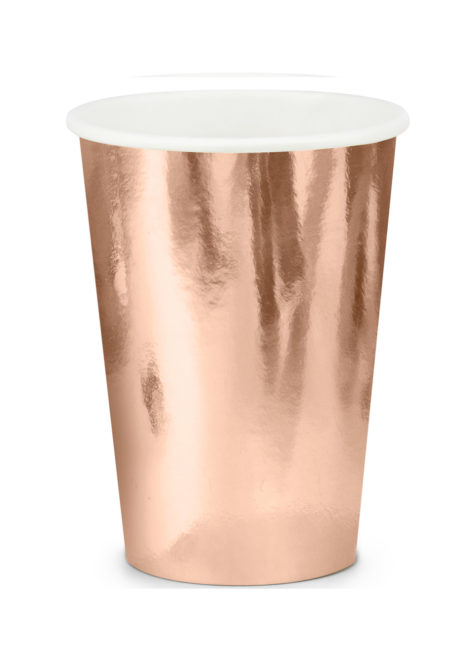 gobelets rose gold, gobelets brillants, verres en cartons, vaisselle jetable, Vaisselle Rose Gold Métal, Gobelets