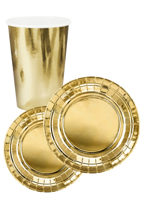 VAISSELLE-JETABLE-DOREE, Vaisselle Dorée Métal, Assiettes 23 cm