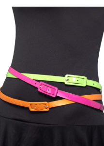 ceintures fluo, ceinture orange, ceinture verte, ceinture rose, accessoires années 80, ceintures années 80, accessoires fluo