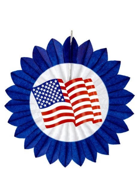 décoration américaine, décoration états unis, lampion drapeau américain, Décoration Etats Unis, Eventail Rosace 50 cm