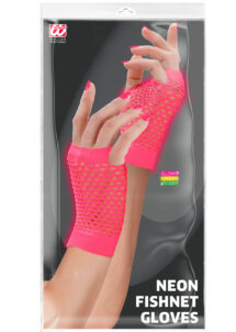 gants filet rose fluo, gants mitaines rose fluo, gants années 80 rose fluo