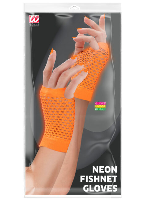 gants filet orange fluo, gants mitaines résille orange fluo, mitaines années 80, Gants Mitaines en Filet, Orange Fluo