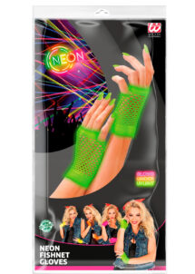 gants mitaines résille vert fluo, gants filet vert fluo, gants années 80 vert fluo