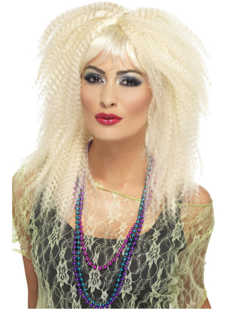 perruque blonde, perruque années 80, perruque gaufrée, perruque cheveux blonds gaufrés, perruque années 80, Perruque Crimp Gaufrée, Blonde