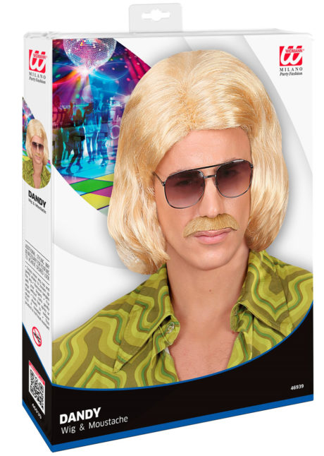 perruque disco, perruque blonde, perruque homme blonde, perruque années 70, Perruque Disco 70, Dandy, Blonde