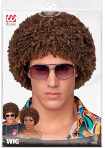 perruque disco, perruque afro châtain, perruque disco homme, perruque afro femme