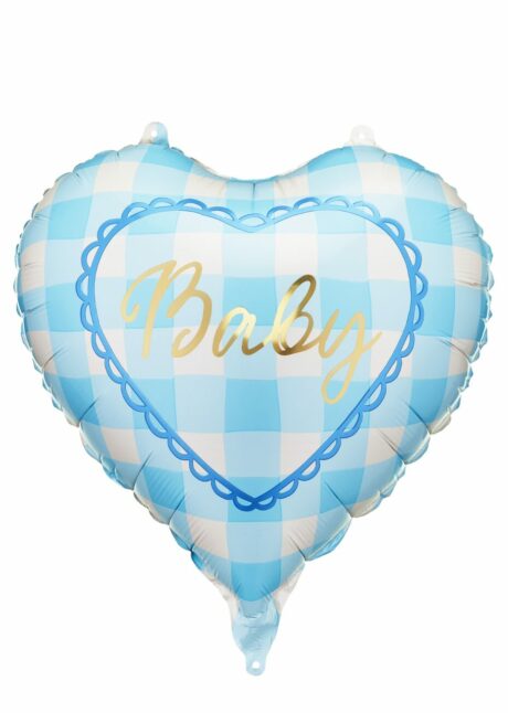 ballon baby shower garçon, ballon coeur baby bleu, ballon naissance garçon, Ballon Coeur Baby Bleu et Blanc, 45 cm
