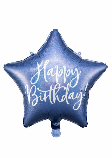 ballon étoile anniversaire, ballon happy birthday, ballon hélium anniversaire, Ballon Étoile Happy Birthday Bleu en Aluminium, 40 cm