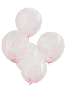 ballons confettis roses, ballons baby shower, ballons hélium, ballons révélation, ginger ray, Ballons Confettis Perles Roses x 5