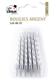 bougies anniversaire, bougies argent, 12 Bougies d’Anniversaire Torsadées, Argent