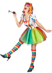 déguisement de clown, costume clown femme, déguisement clown pour femme, robe de clown multicolore