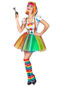 déguisement de clown, costume clown femme, déguisement clown pour femme, robe de clown multicolore, Déguisement Clown Tutu, Multicolore