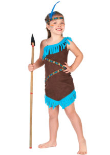 déguisement indienne enfant, déguisement indienne fille, déguisements filles, costume indienne fille, Déguisement d’Indienne Marron et Turquoise, Fille