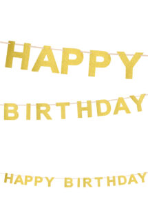 guirlande anniversaire dorée, guirlande happy birthday paillettes dorées