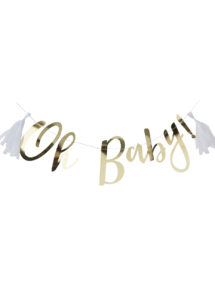 guirlande baby shower, décorations baby showers, décos babyshower, guirlandes baby showers fille, guirlandes baby shower garçon, ginger ray, Décoration Baby Shower, Guirlande Oh Baby, Or