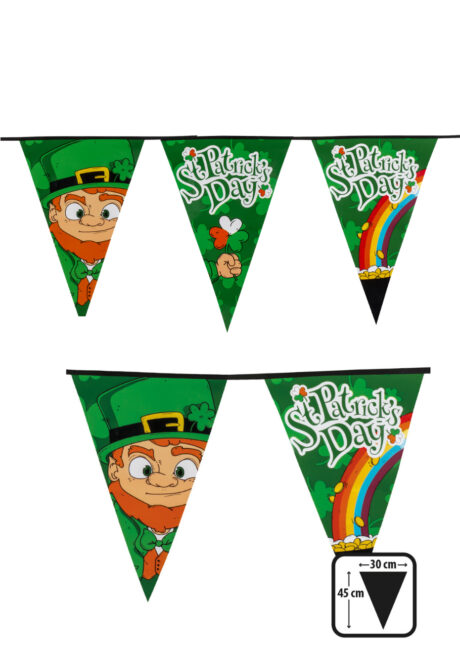 guirlande fanions saint patrick, décorations saint patrick, guirlande saint patrick, Guirlande Saint Patrick&rsquo;s Day, Fanions Leprechaun XL