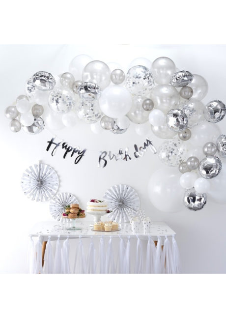 kit arche de ballons, arches pour ballons, arches de ballons, ballons décorations, ginger ray, Arche Guirlande de Ballons, Argent et Blancs, Ginger Ray