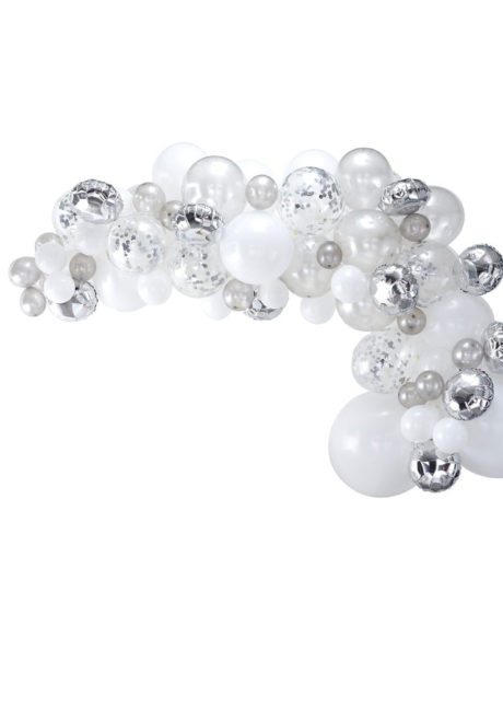 kit arche de ballons, arches pour ballons, arches de ballons, ballons décorations, ginger ray, Arche Guirlande de Ballons, Argent et Blancs, Ginger Ray