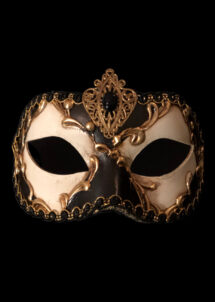 masque vénitien, loup vénitien, masque carnaval de Venise, masque noir et blanc, Masque Loup Vénitien, Civette Stucco Noir et Blanc, Médaillon