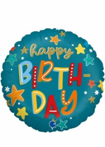 ballon anniversaire multicolore, ballon anniversaire hélium, ballon happy birthday, Ballon Anniversaire Etoiles Multicolores, en Aluminium