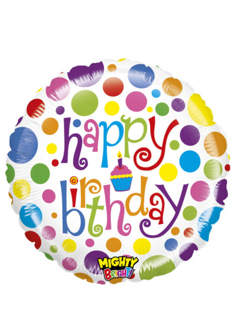 ballon hélium, ballon anniversaire, ballon aluminium, ballons hélium, Ballon Anniversaire, Happy Birthday Pois, en Aluminium