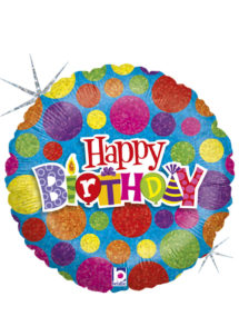 ballon hélium, ballon anniversaire, ballon aluminium, ballons hélium, Ballon Anniversaire, Pois Colorés, en Aluminium