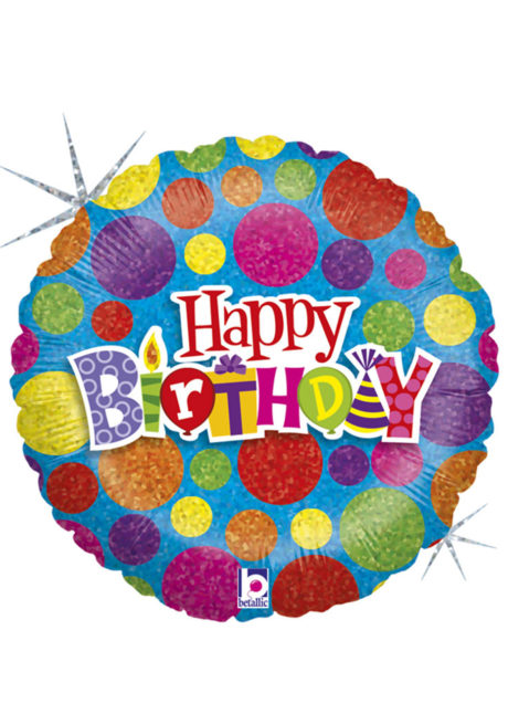 ballon hélium, ballon anniversaire, ballon aluminium, ballons hélium, Ballon Anniversaire, Pois Colorés, en Aluminium