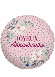 ballon anniversaire fleurs, ballon anniversaire rose, ballon anniversaire hélium, ballon anniversaire femme