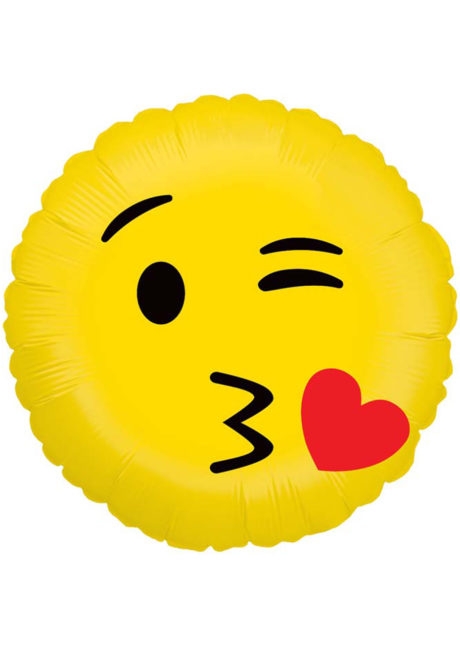 ballon hélium, ballon émoticone, ballon smiley, ballon aluminium, ballon décoration, ballon mylar, Ballon Emoji, Kiss, en Aluminium