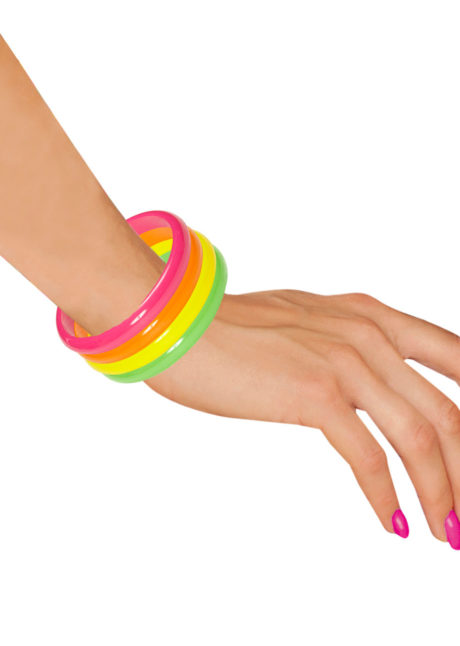 accessoires discos, accessoires fluos, bijoux années 80, accessoires années 80, bracelets néons, bracelets en plastique, bijoux fluo, bijoux années 80, bijoux pour déguisements, accessoires fluos, accessoires années 80, collier disco, bijoux plastique fluo pas cher, Bracelets Années 80, Plastique Acidulé, x 4