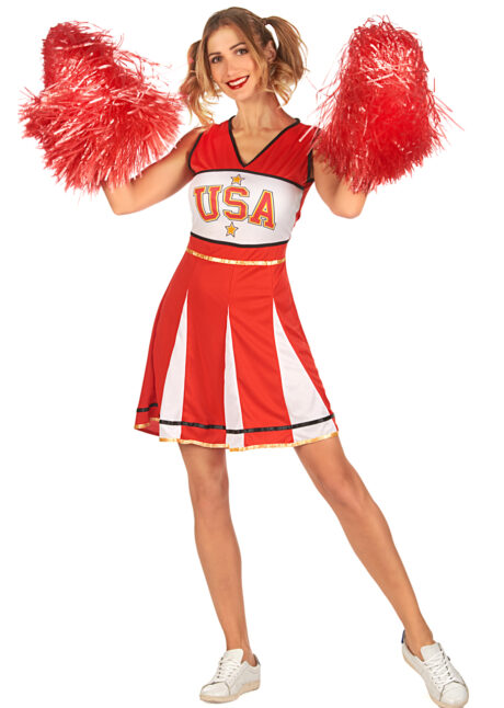 déguisement pompom girl, déguisement cheerleader, costume de pompom girl, costume de cheerleader, Déguisement Pompom Girl, Cheerleader, Rouge, USA