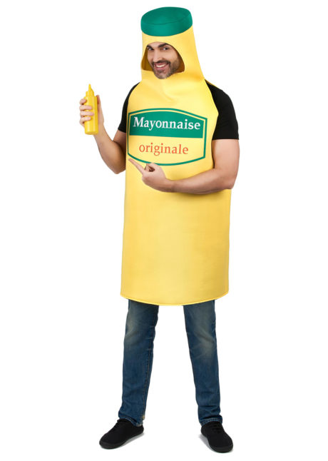 déguisement mayonnaise adulte, costume mayonnaise adulte, déguisement tube de mayonnaise homme, déguisement Mayo, Déguisement Bouteille de Mayonnaise