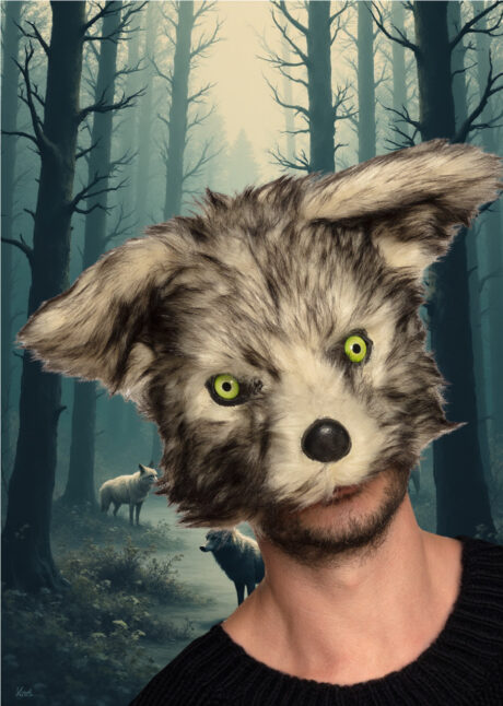 masque de loup fausse fourrure, masque de loup garou, Masque de Loup Fourrure, Demi Visage