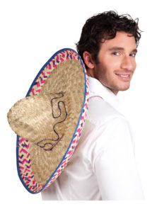 sombrero mexicain, chapeau de mexicain, chapeau déguisement mexicain, accessoire mexicain, sombrero en paille, Sombrero Mexicain, Paille Claire