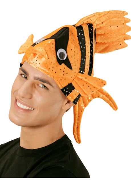 chapeau poisson, chapeaux humour, chapeaux animaux, déguisement de poisson, accessoires déguisement thème mer, Chapeau Poisson, Orange