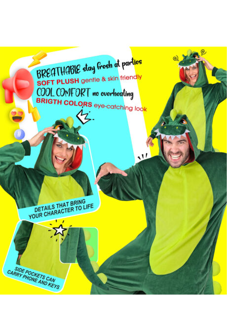 déguisement dinosaure adulte, costume de dinosaure, combinaison dinosaure, Déguisement de Dinosaure, Combinaison Ample