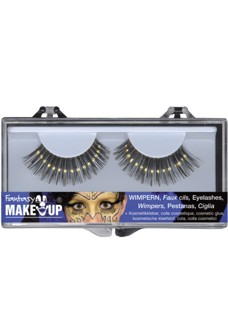 faux cils noirs et or, faux cils dorés, faux cils brillants, faux cils disco, Faux Cils Noirs et Dorés