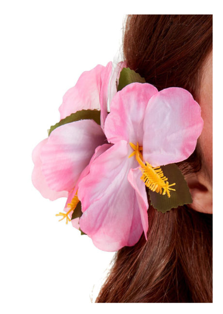 fleurs cheveux, fleur hawai cheveux, Barrette Fleur Hibiscus Rose