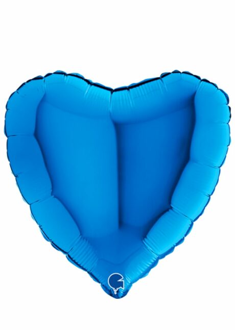 ballon coeur, ballon hélium, ballon aluminium, ballons coeurs bleu, Ballon Coeur Bleu en Aluminium, 46 cm