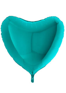 ballon coeur, ballon hélium, ballon aluminium, ballons coeurs bleu turquoise, Ballon Coeur Bleu Lagon, en Aluminium