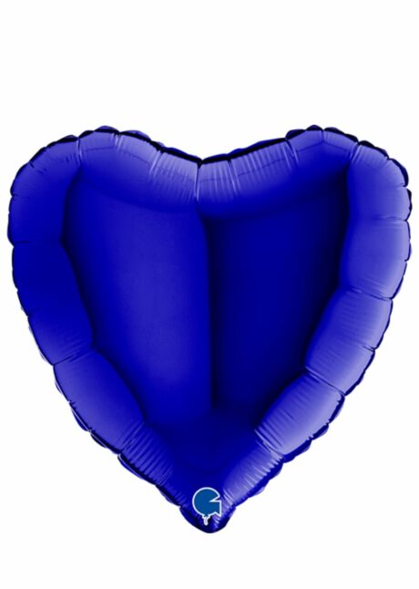 ballon coeur, ballon hélium, ballon aluminium, ballons coeurs BLEUS, Ballon Coeur Bleu Marine en Aluminium, 46 cm