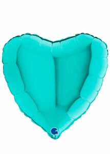ballon coeur, ballon hélium, ballon aluminium, ballons coeurs bleu turquoise