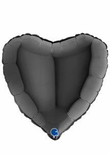 ballon coeur, ballon hélium, ballon aluminium, ballons coeurs noirs, Ballon Coeur Noir en Aluminium,  46 cm