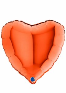 ballon coeur, ballon hélium, ballon aluminium, ballons coeurs oranges, Ballon Coeur Orange en Aluminium, 46 cm