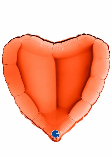 ballon coeur, ballon hélium, ballon aluminium, ballons coeurs oranges, Ballon Coeur Orange en Aluminium, 46 cm